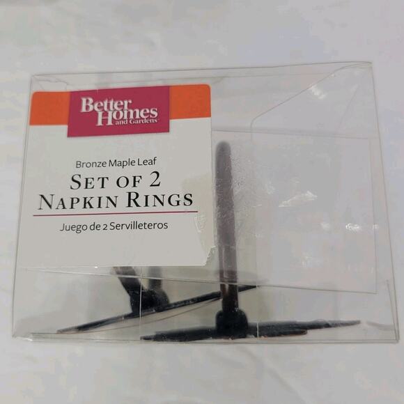 Better Homes & Gardens Bronze Maple Leaf Napkin Rings Fall Thanksgiving Set of 8 - Picture 3 of 5
